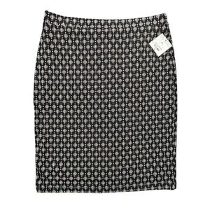 Liz Claiborne Career Skirt Womens Size XL Black Foulard Elastic Waist Lined NWT